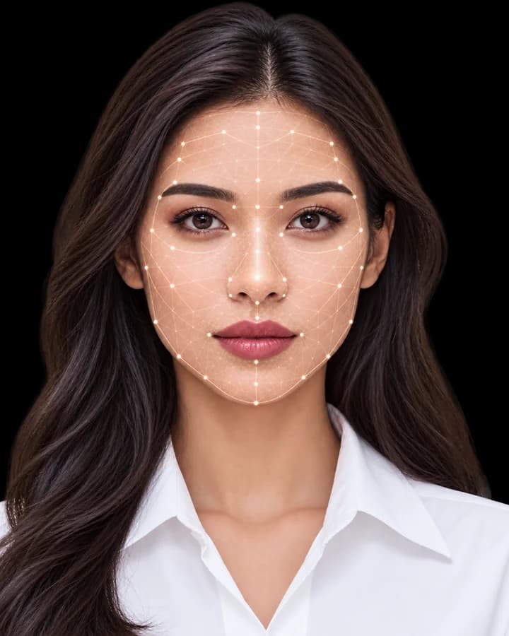 Modelo con puntos de referencia faciales